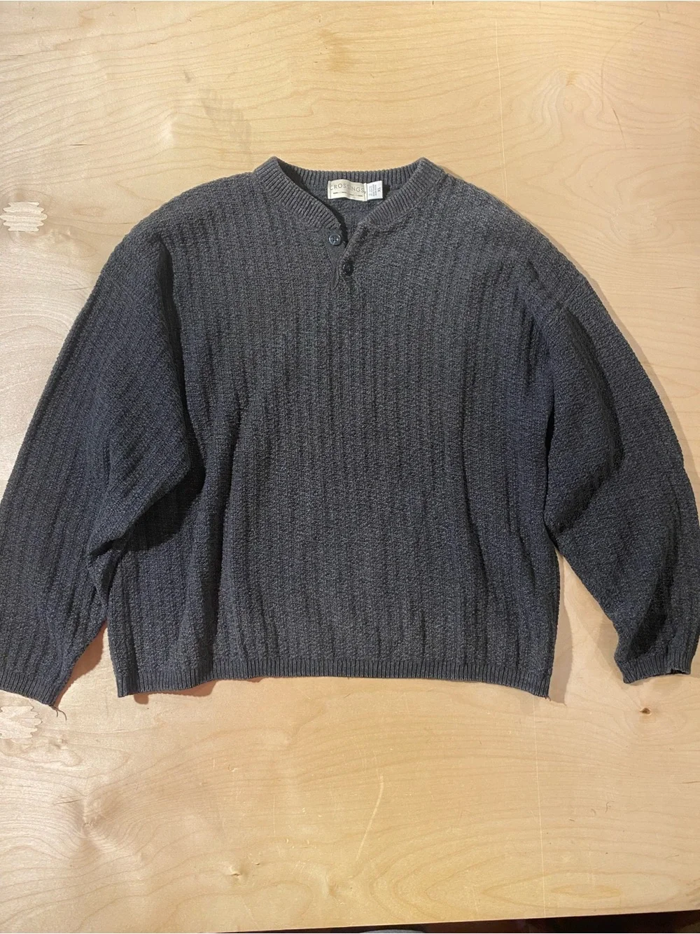 Crossings Men's Crew-Neck Knit Sweater - Charcoal XL (ST)